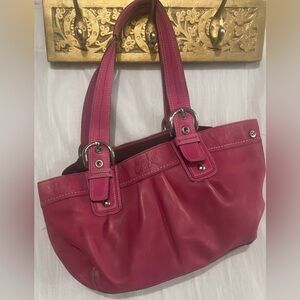 Coach Pink Leather Shoulder Bag with Double Straps
